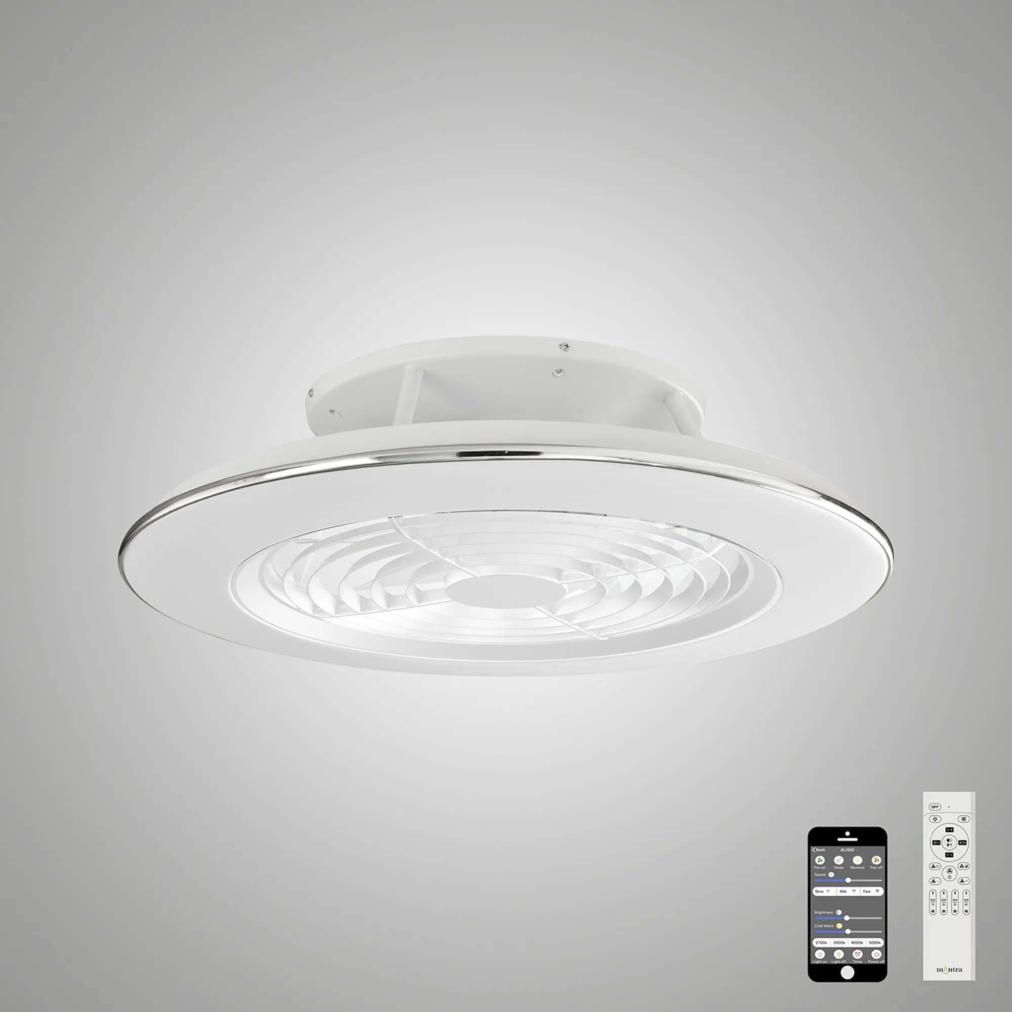 Alisio 70W LED Dimmable Ceiling Light & Fan, Remote / APP Controlled White M6705  Mantra Alisio